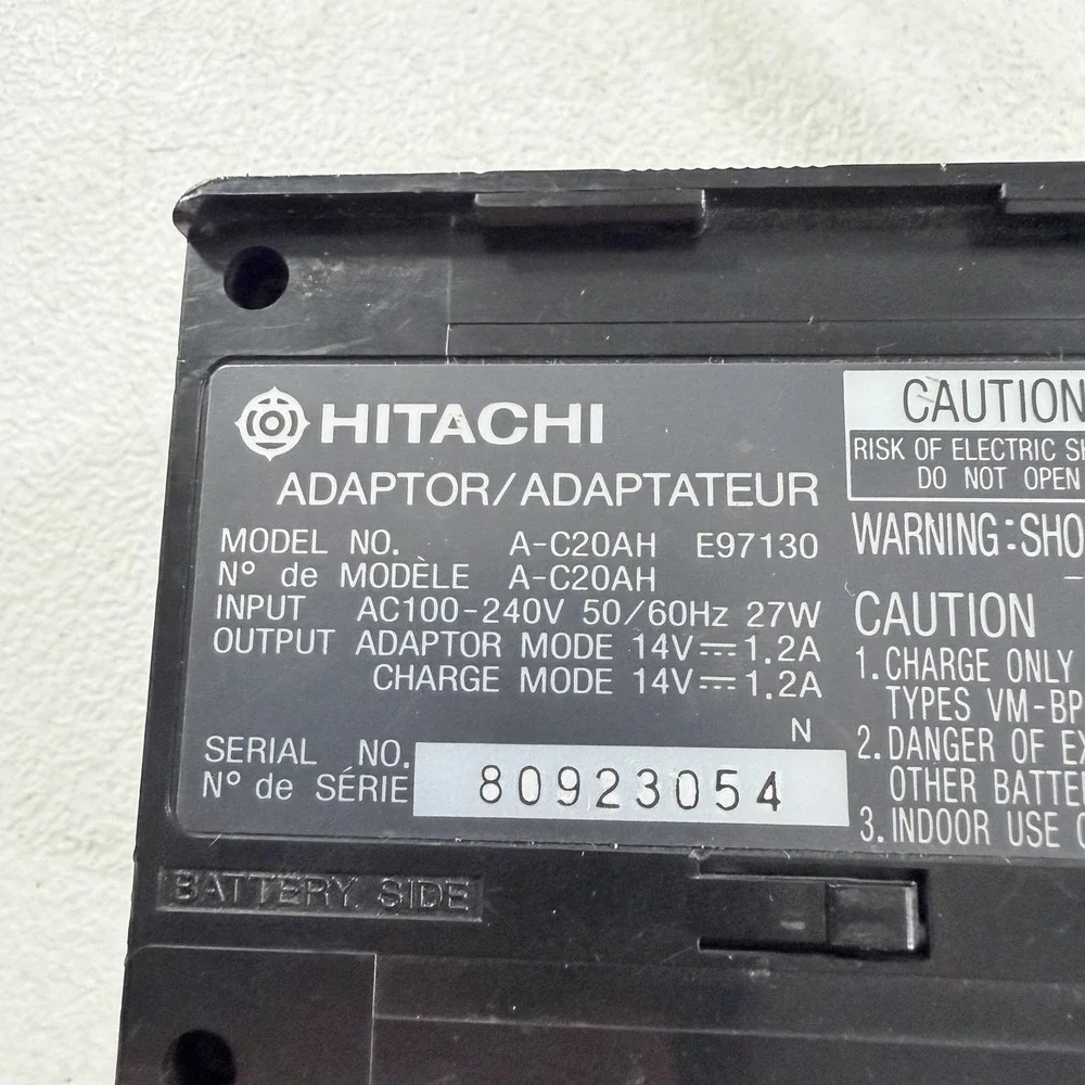 Hitachi A-CH20AH Camcorder Battery Charger Power Supply Adaptor TESTED WORKING